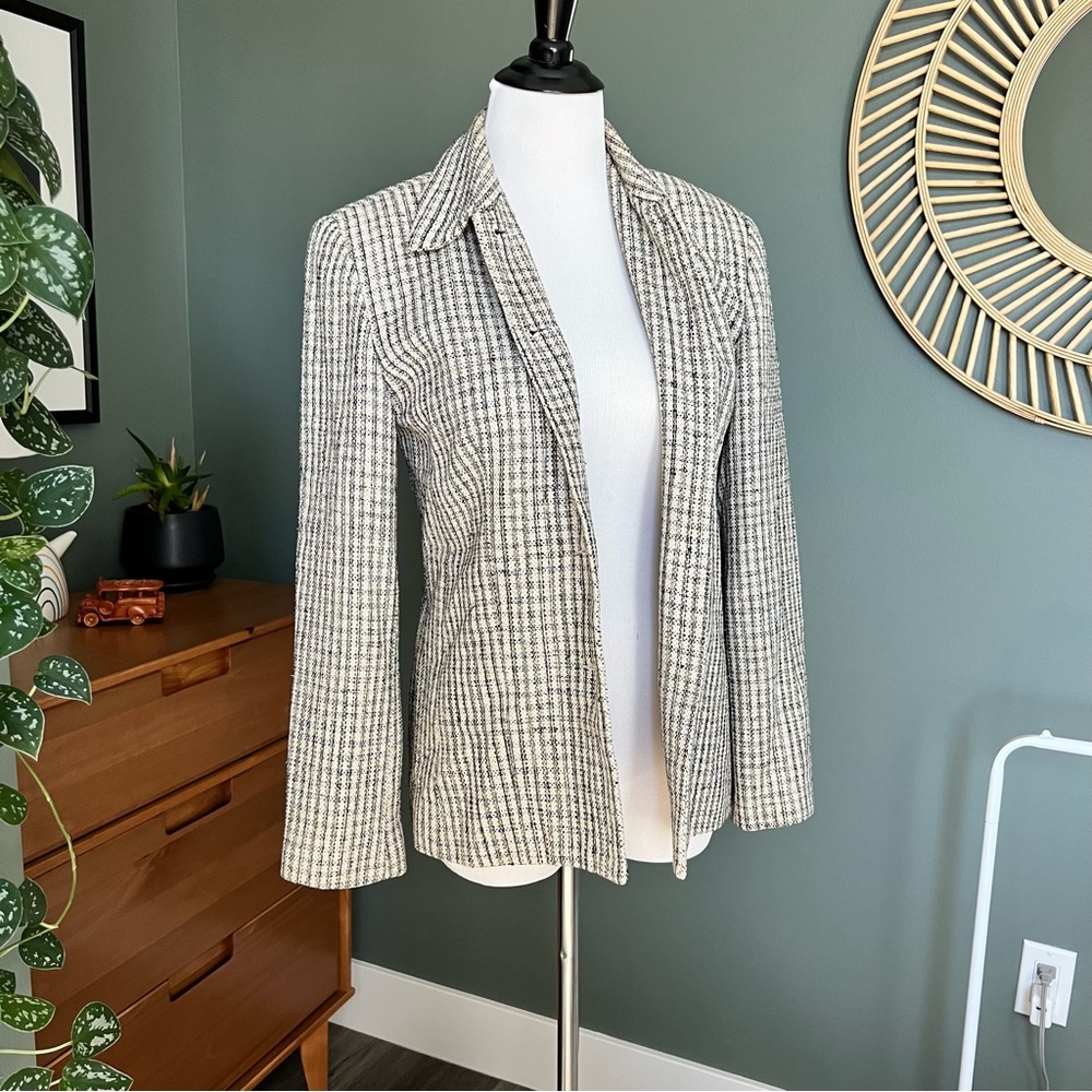 Talbots Black and White Plaid Blazer